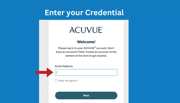 MyAcuvue Login Window Screenshot MyAcuvue Login Window Screenshot